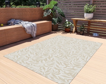 Morris & Co. Neutral Outdoor Rug Willow Bough - Four Sizes - Non Skid Backing