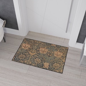 William Morris Honeysuckle Rug: Vintage Arts & Crafts Floor Mat