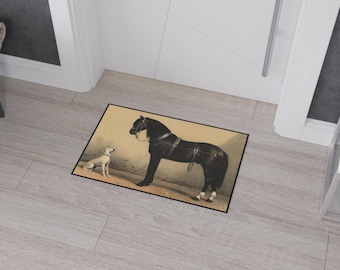 Vintage Horse and Dog Floor Mat: Emil Volkers Art Rug