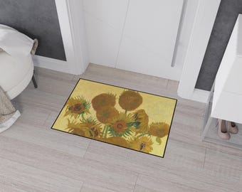 Van Gogh Sunflowers Floor Mat: Maximalist Art Heavy Duty Mat