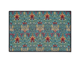 Tapete de chão resistente com design Snakeshead/ Tapete Morris & Co. Tapete de entrada para cozinha Tapete Maximalism Arts and Crafts