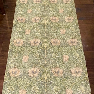 William Morris Honeysuckle Rug: Moss Green Vintage Style Area Rug