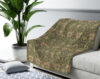 William Morris Grüne Geißblatt Tulpe, May Morris Sherpa Fleece-Decke