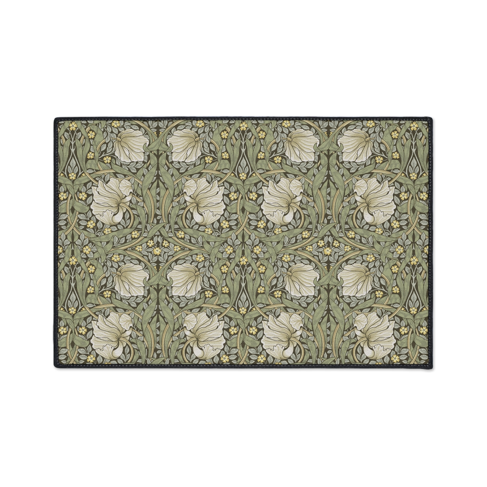 William Morris Pimpernel Rug: Heavy Duty Floor Mat, Olive Green Floral