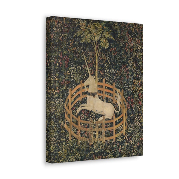 Unicorn in the Garden Medieval Canvas Reproduction made with 100% Cotton