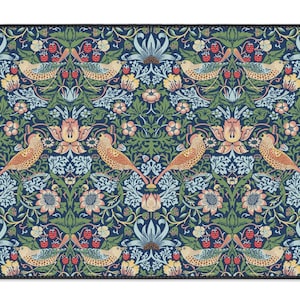 William Morris Mat Strawberry Thief Entry Kitchen Mat, Maximalism Arts and Crafts Rug