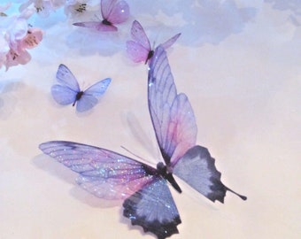 4 Sparkling Butterflies Pastel Butterflies Girls Pink Lilac Bedroom Decorationd Wall Furniture Accesories  3d Flying Butterfly Accessories