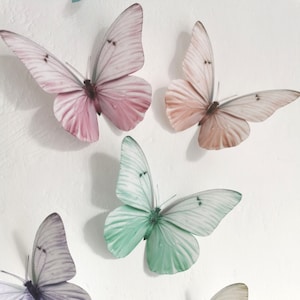 6 Luxury Pastel Nursery 3D Butterflies New Baby Gift Party Decorations Baby Shower Decorations Hamper Gifts 10cm 4&quot; each Choose Your Colours