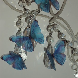 4 mariposas morfo azules en 3D de 4" Mariposas brillantes en azul y lila para bodas Mariposas para el dormitorio Decoraciones de mesa con mariposas Fabricación de tarjetas