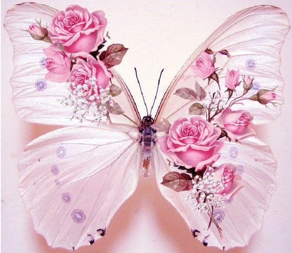 1 ensemble de grands autocollants muraux papillons de fleurs, autocollants  muraux papillons colorés de pivoine rose