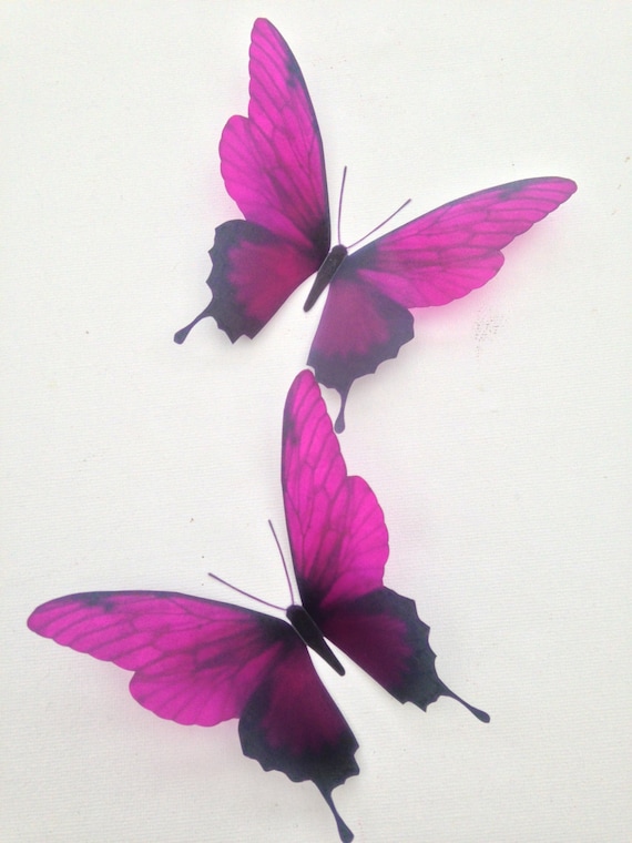 4 Dark Fuschia 3d Butterflies Home Accessories Bedroom Furniture Bathroom Mirror Decoration