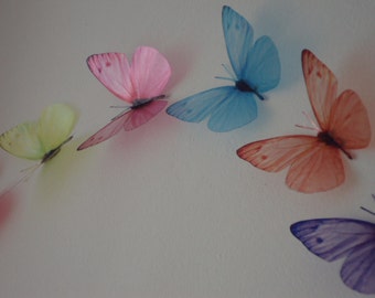 Rainbow Butterfly Wall Art: 3D Nursery Decor, Set of 7