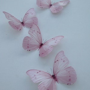 6 Pastel baby Pink Girls Bedroom Wall Furniture 3d Flying Butterfly Accessories 4&quot; each beautiful table Decorations Nursery Baby Shower Gift