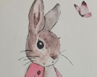 Décalcomanie murale en tissu Flopsy Bunny : décoration de chambre d'enfant Beatrix Potter