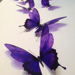 7 Deep Purple in Flight Butterflies 3D Butterfly Decorations Butterfly Wall Art Butterfly Weddings Butterfly Party Decorations 2 @4.5&quot;  5@3&quot;