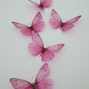 8 papillons 3D roses roses, décorations de papillons, décoration murale pour la maison, cadre de mariage pour chambre d'enfant, n'importe quelle couleur, 3 pouces chacun, cadeaux faits main