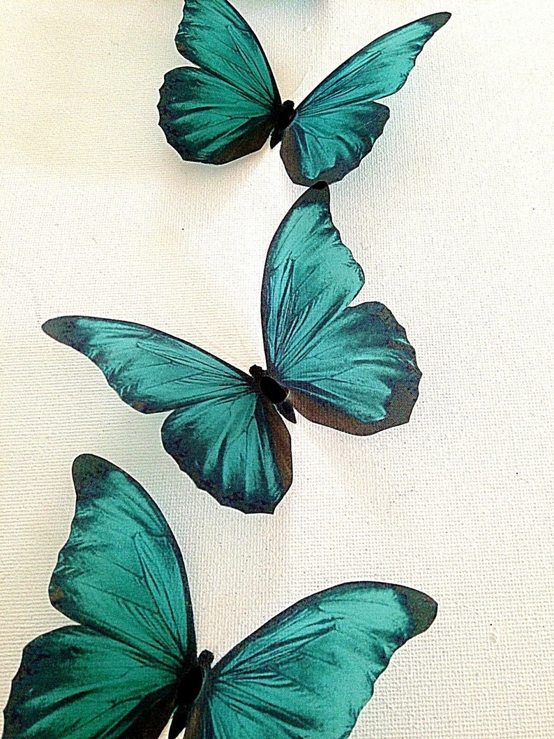 4 Stunning in Flight Teal Blue Butterflies 3D Butterfly Wall Etsy