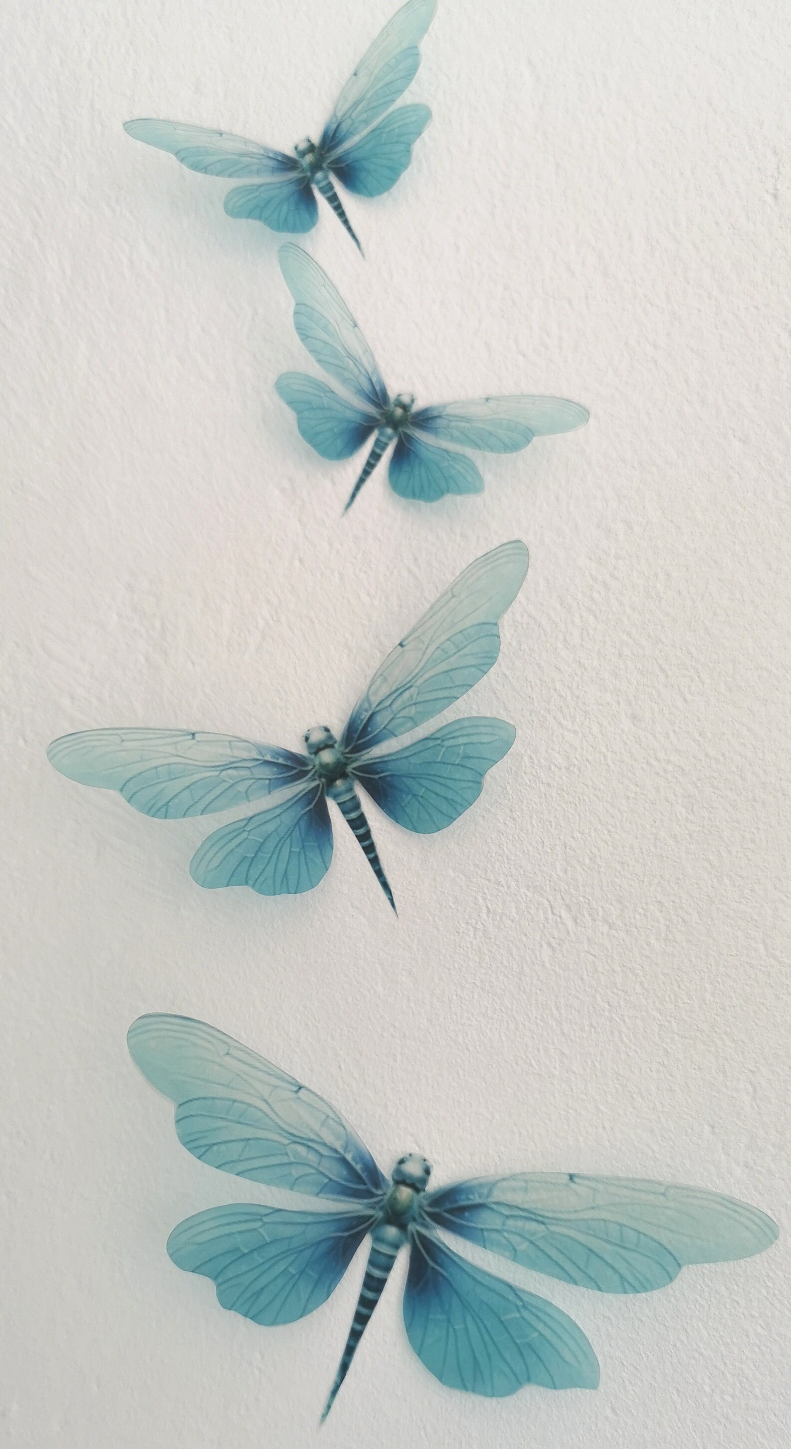Teal Blue 3D Dragonfly Wall Art: Removable Mirror Decor