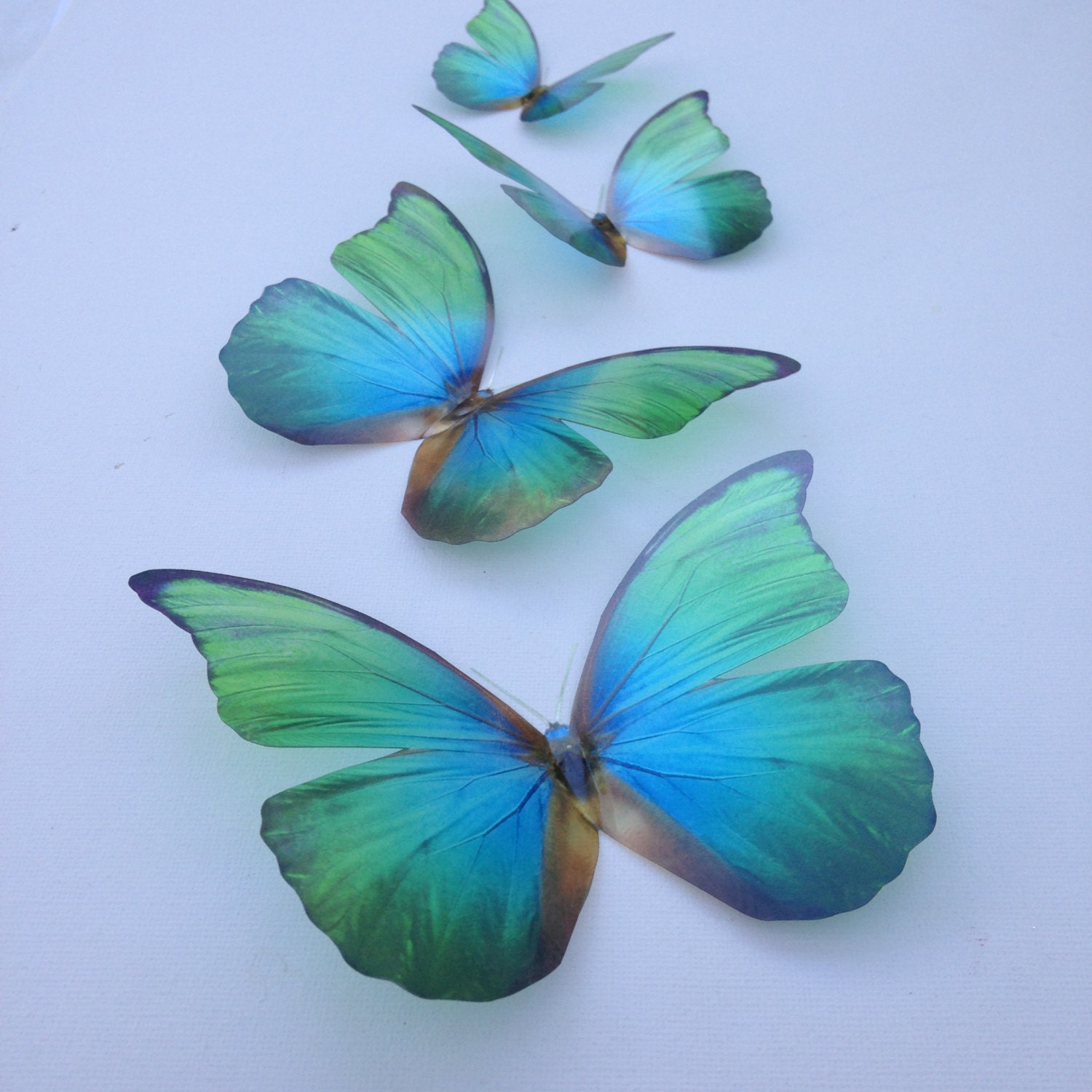 Butterflies Hand Made 4 Green in Flight 3D Wall Mounted Butterfly Accessories 