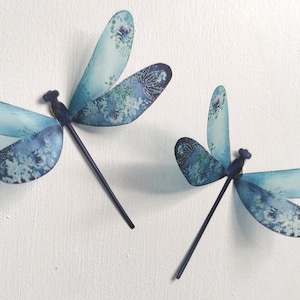 4  Teal Luxury Pastel Floral 3D Removable Dragonflies Bedroom Mirror Furniture windows 4&quot; Each Just Gorgeous Teal with white  flowers