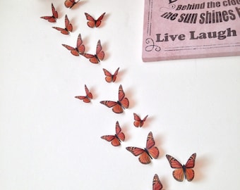 3D Monarch Butterfly Wall Art: Brown Home Decor, Set of 18