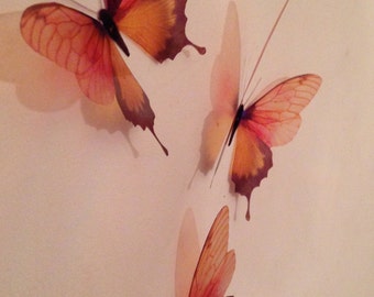 Orange 3D Butterfly Wall Art: Wedding Decor, Nursery Decor