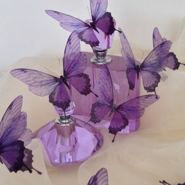 8 Luxury Amazing in Flight Sparkling Lilac Perfume Bottle/ Picture Frame Butterfly Accessories Butterflies 3D