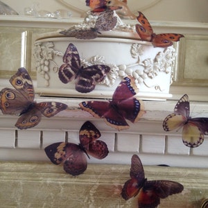 Décoration murale papillon 3D : décoration amovible naturelle volant, lot de 10
