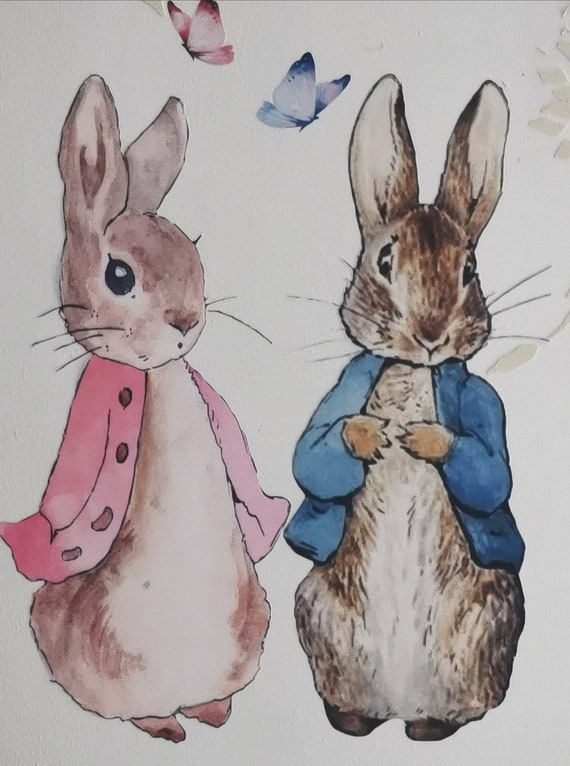 Two Beatrix Potter Flopsy Peter Fabric wall decal | Etsy