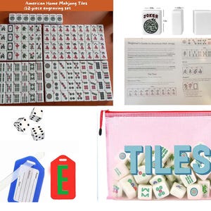 Mahjong White Tile Set of 152 tiles including jokers and winds and comes with custom carry bag with free monogrammed name tag