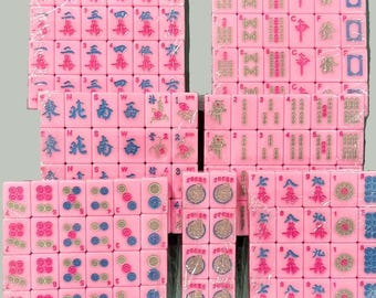 FREE SHIPPING! Complete American Mahjong Set, 152 pink Tiles, Carry Bag, dice, rules, free name tag. Racks and mats sold separately