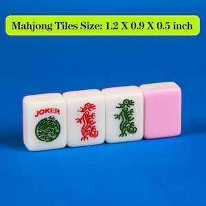 Complete American Mahjong Set, 166 all white or pink backed Tiles, Racks, Carry Bag, dice, rules, free name tag image 2