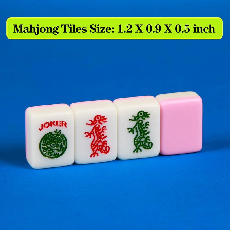 Complete American Mahjong Set, 166 all white or pink backed Tiles, Racks, Carry Bag, dice, rules, free name tag image 2