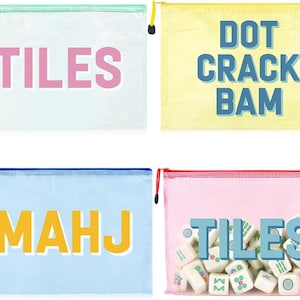 Free shipping! Mahjong White Tile Set of 152 tiles including jokers and winds and comes with custom carry bag with free monogrammed name tag image 2