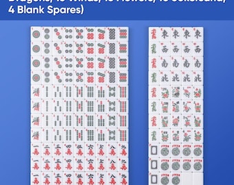Complete American Mahjong Set, 166 all white or pink backed Tiles, Racks, Carry Bag, dice, rules, free name tag