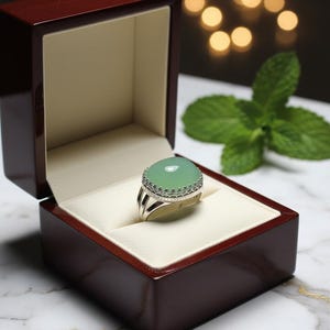 Chrysoprase Sterling Silver Ring, Size 9