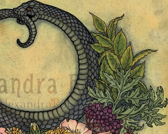 Ouroboros Snake Wreath Art Print - 5x7