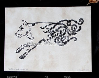 Knotwork Wolf Art Print - 5x7