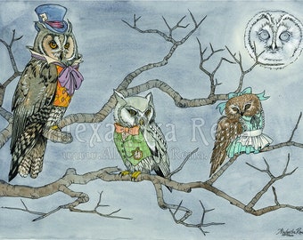 Owls in Wonderland Art Print