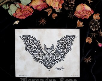 Knotwork Bat Art Print - 5x7