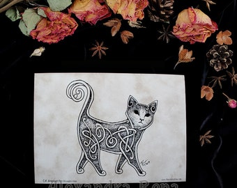 Knotwork Cat Art Print - 5x7