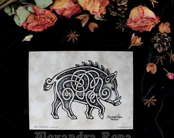 Knotwork Boar Art Print - 5x7