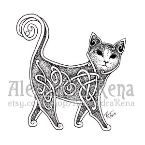 Knotwork Cat Art Print 5x7 image 2