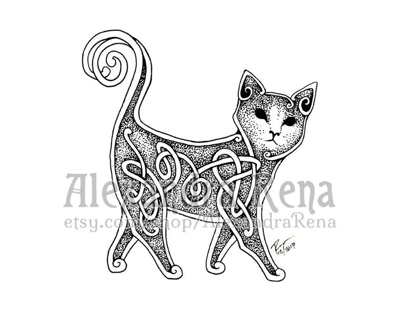 Knotwork Cat Art Print 5x7 image 2