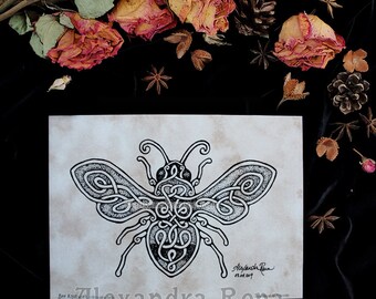 Knotwork Bee Art Print - 5x7