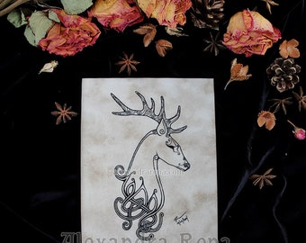 Knotwork Stag Art Print - 5x7