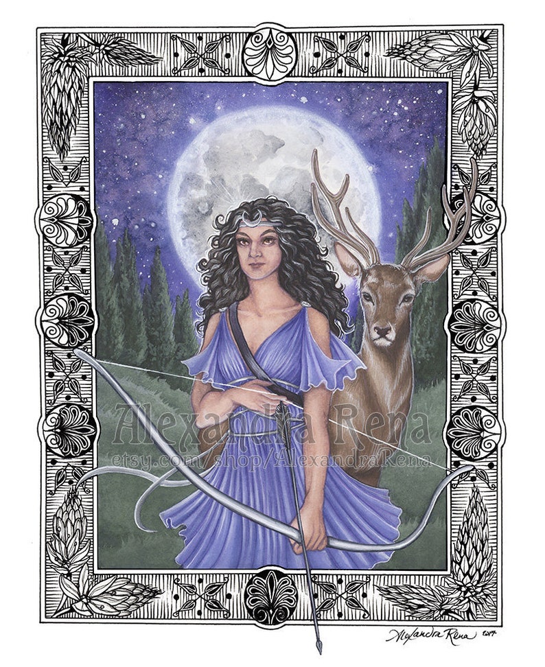 Artemis Greek Goddess of the Hunt Art Print - Etsy