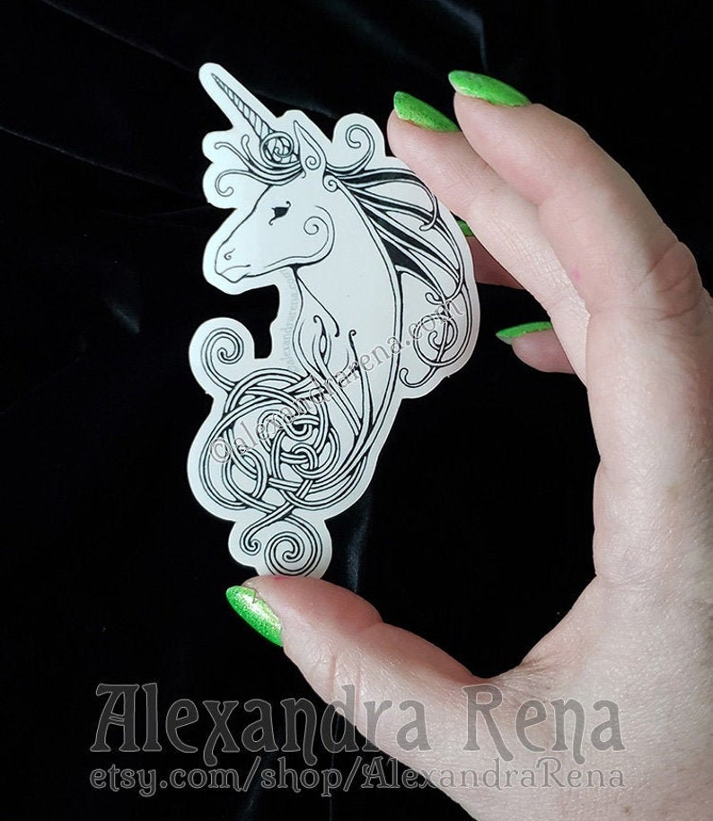 Knotwork Unicorn Sticker image 1