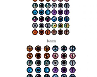 Unique Eyes Reflections,  Digital Collage Sheet, 42 - 12mm and 14mm, Glass Tiles, Resin, DIY Printable Eyes