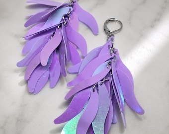 Purple Swirl Sequin Dangle Earrings